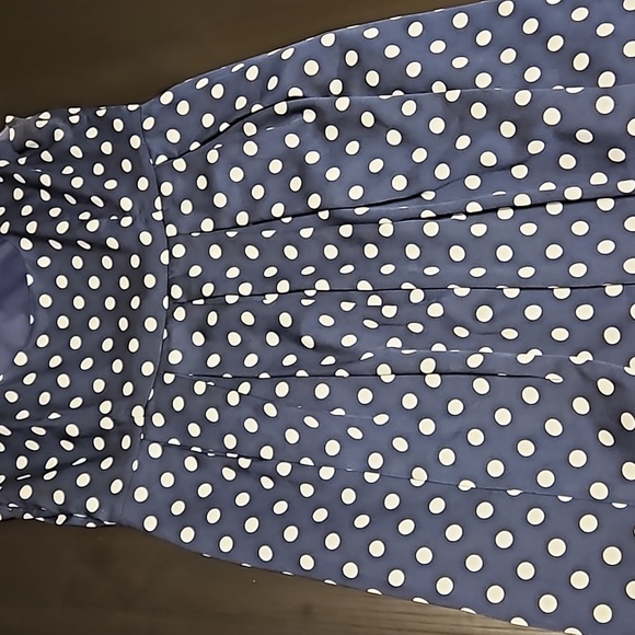 Altar'd State blue polkadot dress with circular back opening amf high neckline - Picture 7 of 7